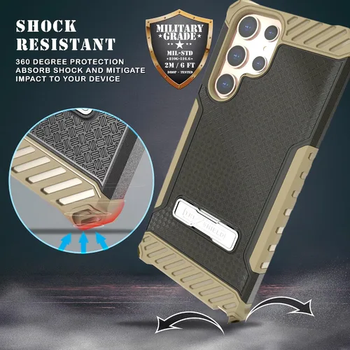 Vista 3 de Tri-Shield - Funda para teléfono con soporte compatible con Samsung Galaxy S22 Ultra grado militar, probado contra caídas, resistente de alto