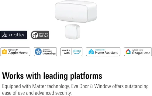 Vista 9 de Eve Puerta y Ventana (Matter) Paquete de 3 – Sensor de Contacto Inteligente para Puertas y Ventanas, Estado Abierto/Cerrado, Control Automático