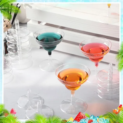Vista 5 de Rtteri 250 mini vasos de Martini de plástico de 2 onzas desechables mini margarita transparentes para bodas, fiestas, cócteles, bebidas, postres