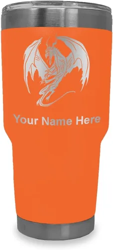 Vista 18 de LaserGram Vaso aislado al vacío de 20 onzas, dragón, grabado personalizado incluido (negro)