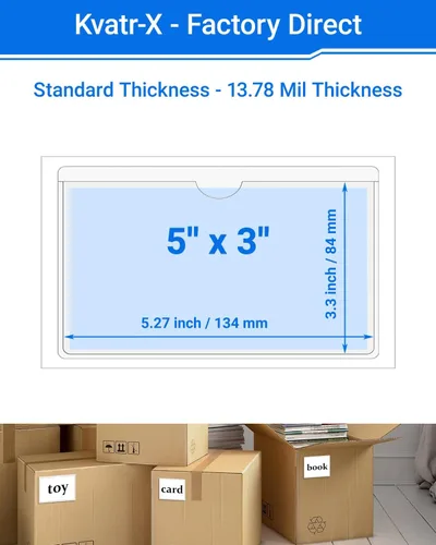 Vista 120 de 30 PCS Clear Self Adhesive Plastic Label Pockets, Top Loading Business & Library Index Card Holders, Peel and Stick Sleeves for Storage Bins, Totes