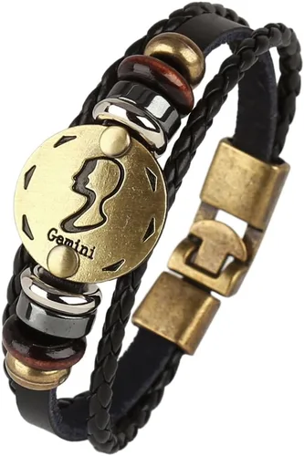 Vista 68 de Hamoery Pulsera de cuero de aleación punk para Constellation trenzada pulsera pulsera brazalete