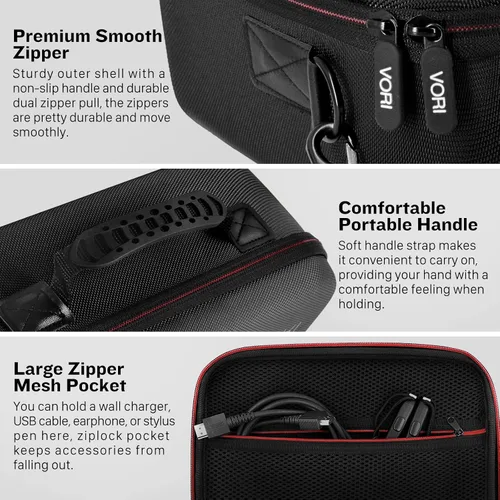 Vista 3 de VORI Funda de transporte para Nintendo SwitchSwitch modelo OLED 2021 funda protectora de almacenamiento de viaje duro con asa y correa de hombro