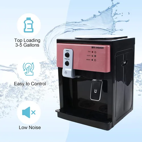 Vista 3 de Dispensador de enfriador de agua de carga superior – Dispensador eléctrico de escritorio caliente y frío, 3 ajustes de temperatura hirviendo agua