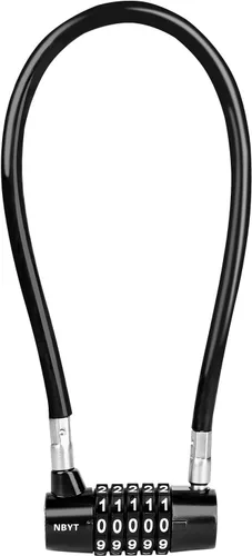 Vista 11 de Cerraduras de cable con combinación, cable de acero con cerradura de combinación de 4 dígitos con código reiniciable para bicicletas, taquillas