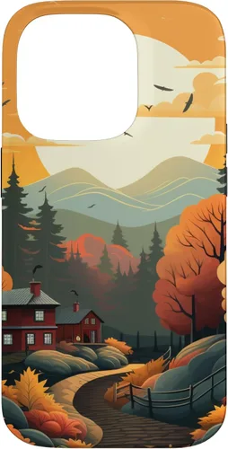 Vista 17 de Otoño hojas puesta de sol en montaña pino bosque otoño vibe caso para iPhone 16