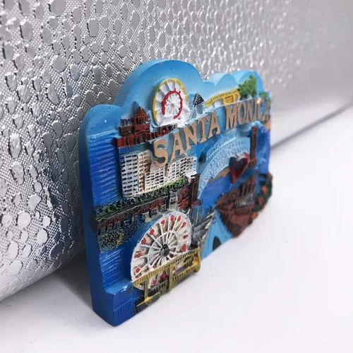 Vista 6 de Santa Monica 3D Los Angeles USA - Imán para nevera y recuerdos de viaje turísticos hechos a mano, resina artesanal, calcomanías magnéticas