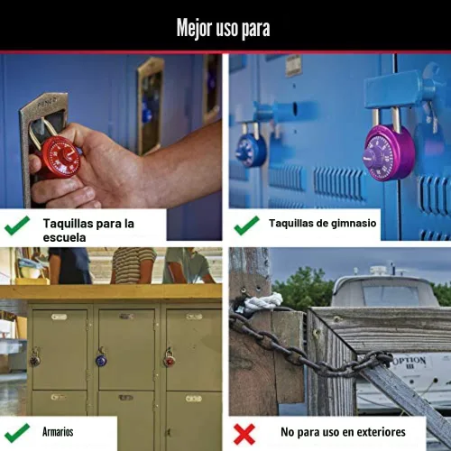 Vista 3 de Master Lock 1530DCM Candado de combinación para casillero, 1 unidad (Paquete de 1) Los colores pueden variar Candado de combinación reajustable