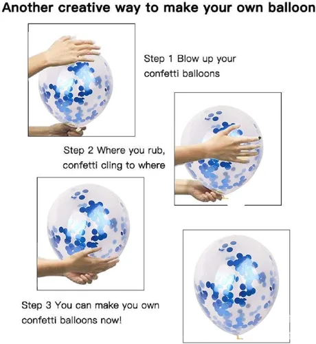 Vista 3 de Paquete de 40 globos de confeti azul, globos transparentes de fiesta de 12 pulgadas con confeti para fiesta de graduación, boda, baby shower