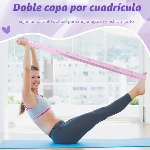 Vista 5 de Correa elástica con 11 bucles, correas elásticas para terapia física, yoga, pilates, ballet, correa elástica versátil para flexibilidad, ejercicios