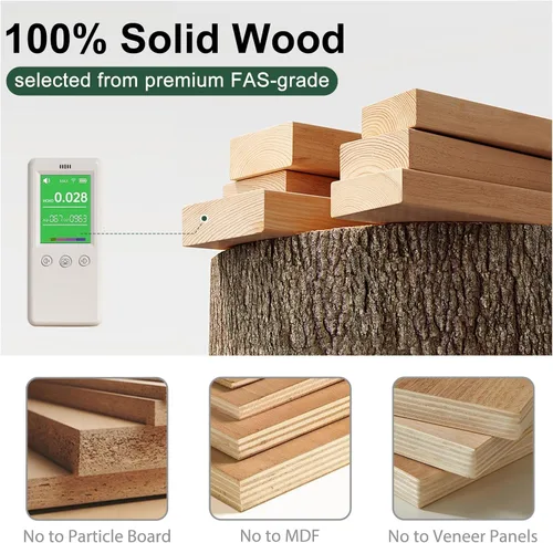 Vista 8 de Mesa auxiliar elevable con almacenamiento, mesa de centro elevadora de madera de roble 100% maciza, mesa de centro de madera de 39 pulgadas