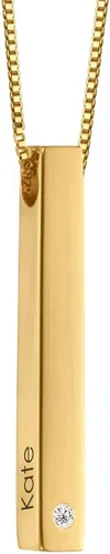 Vista 5 de Personalized Vertical 3D Totem Bar Necklace with Custom Inscriptions - Diamond or Cubic Zirconia Options - Engraved Gift for Her, Women - Dainty