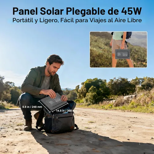 Vista 9 de Cargadores de paneles solares portátiles de 45 W con salidas USB-C, USB-A y CC, panel solar impermeable IP67 plegable para camping, emergencia