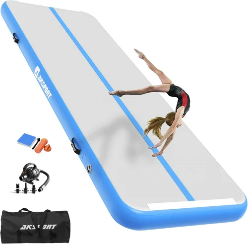 Vista 14 de AKSPORT - Tapete de aire para gimnasia o acrobacias, inflable, con bomba de aire para uso en el Negro
