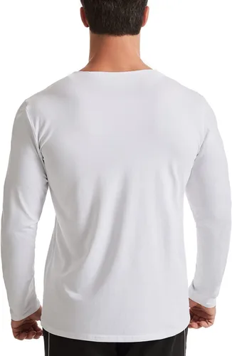 Vista 2 de Ychnaim Camisas Henley de algodón para hombre, estilo casual, de manga larga, con botones, con bolsillo