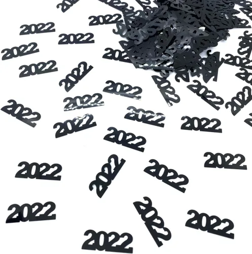 Vista 13 de Confeti Año 2022 Negro - Paquete al por menor #7220 QS0