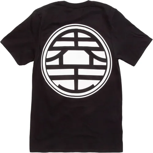 Vista 2 de Dragon Ball Z Anime Goku Cosplay Tee Kanji símbolos delantero y trasero diseño para hombre gráfico camiseta