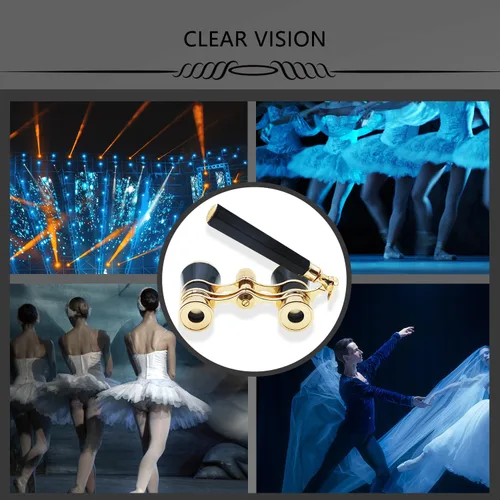 Vista 6 de BLACKICE Lentes de ópera, prismáticos de teatro de 3 x 25 pulgadas, mini anteojos de ópera compactos con mango ajustable, binoculares portátiles