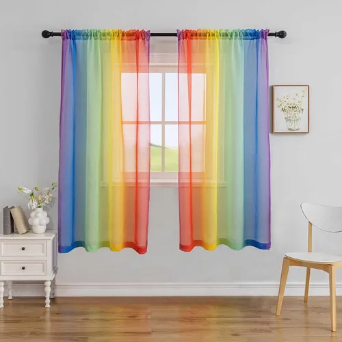Vista 21 de Anytime Paneles de Cortinas Transparentes Arcoíris para Sala de Estar Elegantes Juegos de Tratamiento de Ventanas Translúcidas Filtrantes de Luz