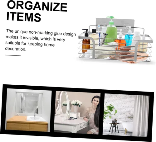 Vista 3 de ARTIBETTER Estante para secar platos, 2 unidades, estante de acero inoxidable, estantes de metal, organizador de alimentos, estante de baño