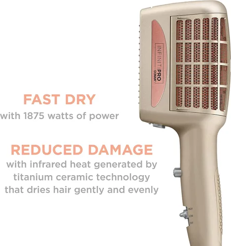 Vista 3 de INFINITIPRO DE CONAIR - Secadora de cabello 4 en 1 sin encrespamiento, secador de pelo de 1875 W y 4 accesorios