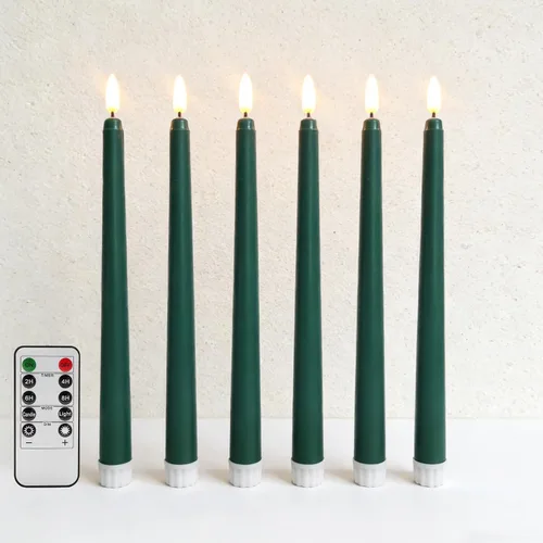 Vista 11 de Velas cónicas sin llama negras con control remoto, velas LED parpadeantes que funcionan con pilas, juego de 6