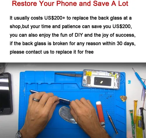 Vista 7 de Reemplazo de cristal trasero trasero para Samsung Galaxy S22 Ultra 6.8 pulgadas 5G con kit de herramientas de reparación y adhesivo preinstalado