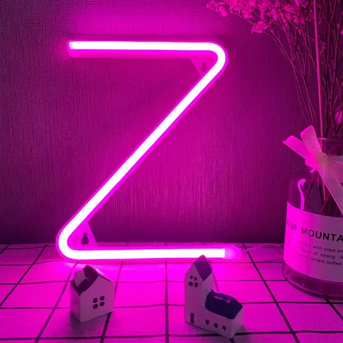 Vista 30 de Letras de neón rosadas, letreros LED que funcionan con pilas, luces LED del alfabeto, letrero de marquesina, letras decorativas de marquesina, luces