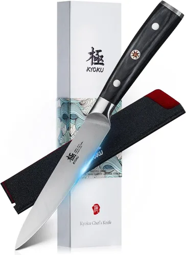 Vista 8 de KYOKU Cuchillo deshuesador de 6,5 pulgadas de la serie Samurai, cuchillo de filetear con mango de madera de Pakka, acero de alto carbono