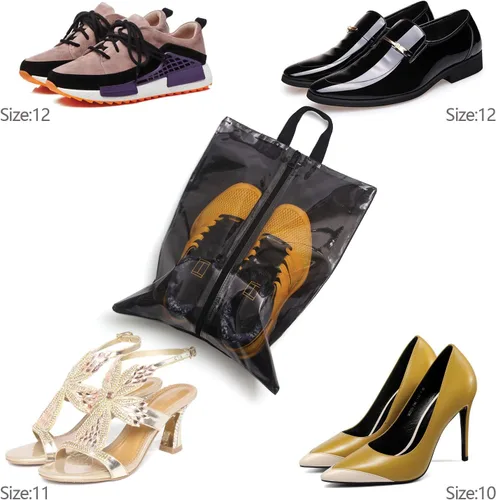 Vista 7 de Juego de 5 bolsas transparentes grandes para viajes, bolsas transparentes para zapatos para hombres y mujeres, bolsa de almacenamiento