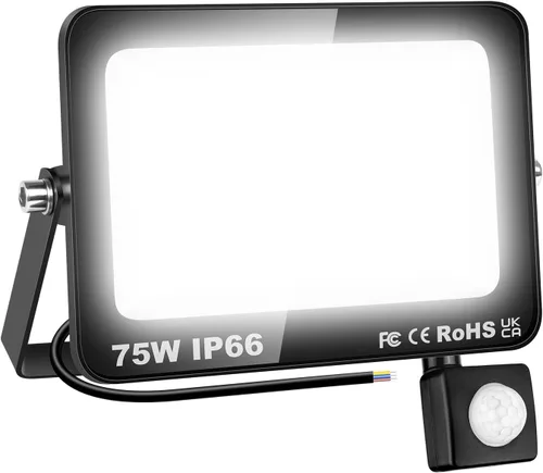 Vista 22 de Willpower Reflector LED con sensor de movimiento, luces de seguridad para exteriores de 10 W, 1000 lúmenes, lámpara exterior de 4000 K, luz blanca
