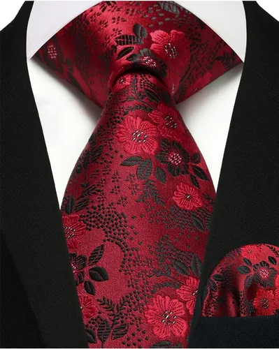 Vista 193 de Corbatas florales tejidas clásicas para hombre, corbata cuadrada de bolsillo, corbatas formales para hombres, boda con pañuelo