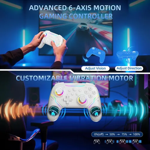 Vista 4 de EJGAME Wireless Controller Compatible with Switch/Switch 2/Windows PC/Steam Deck/Android, Switch Pro Controller with Hall Effect Joysticks and