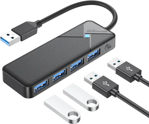 Vista 10 de GiGimundo Hub USB C de 4 puertos para laptop, adaptador multipuerto USB C a USB Hub transferencia de 5 Gbps, divisor USB C para laptop, MacBook Negro