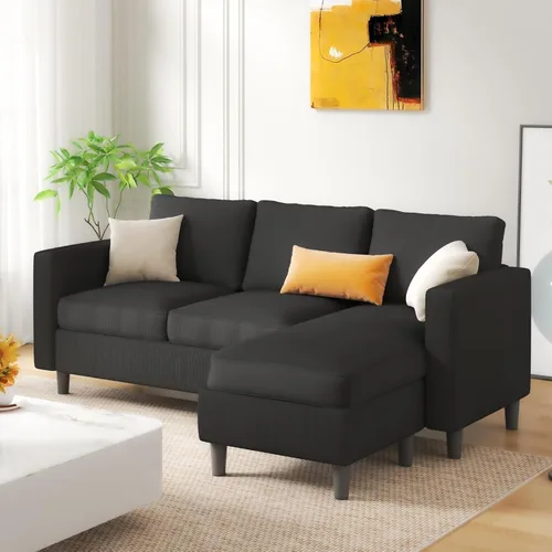 Vista 3 de JAMFLY Sofá modular para sala de estar, sofá reversible de 3 plazas con otomana convertible, sofás modernos en forma de L para apartamentos