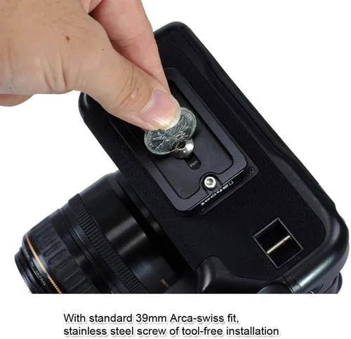 Vista 5 de iShoot Placa de liberación rápida para cámara QS-60 con tornillo de 1/4 pulgadas, compatible con cabeza de bola de trípode Arca-Swiss Fit