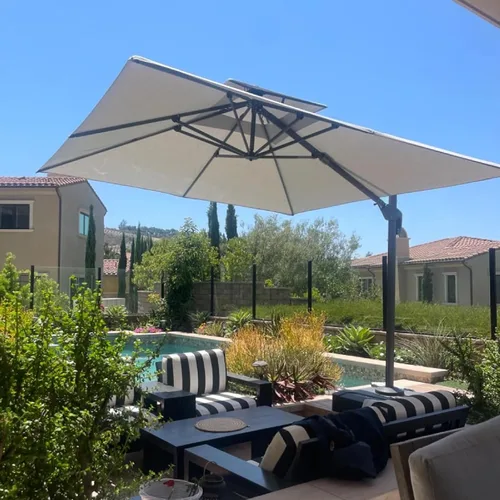 Vista 64 de PURPLE LEAF Sombrilla de Patio Voladiza de 10' x 13' para Exteriores con Base de 330 libras, Sombrilla Rectangular Grande Resistente al Viento