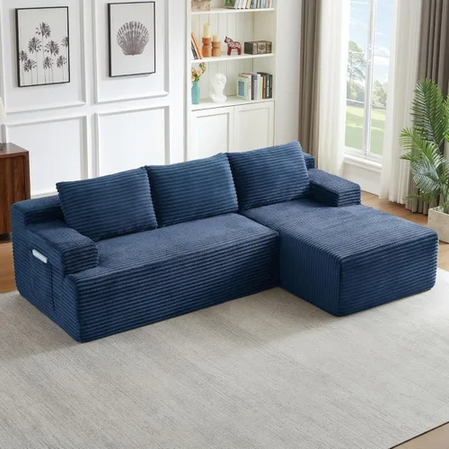 Vista 44 de Cloud Sofá modular moderno de 108 pulgadas con asiento profundo, sofás de pana sin hueso con diván en forma de L para sala de estar, no requiere