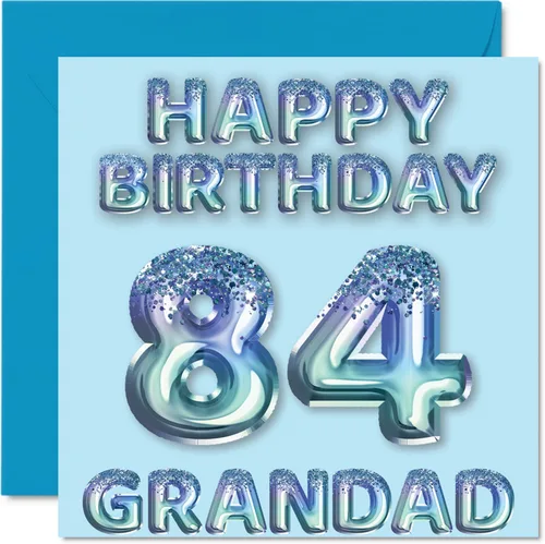 Vista 309 de Stuff4 Tarjeta de primer cumpleaños para niños, globo de fiesta con purpurina azul, tarjetas de feliz cumpleaños para niño de 1 año, nieto, hijo, 57