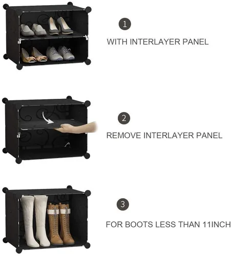 Vista 8 de KOUSI Organizador portátil para zapatos, 24 pares, estante de torre, soporte de gabinete de almacenamiento expandible para tacones, botas, pantuflas
