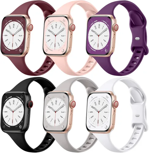 Vista 16 de Lerobo Paquete de 6 correas deportivas de silicona compatibles con Apple Watch Series 7, 8, SE, 6, 5, 4, 3, 2, 1