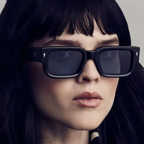Vista 4 de DQbhzh Lentes de sol rectangulares Y2K de moda para mujeres y hombres, lentes de sol retro de los años 90, lentes gruesos y gruesos, protección UV400