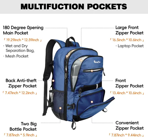 Vista 5 de Seektop Mochila de senderismo plegable de 40 L para mujeres y hombres, mochila de viaje ligera para llevar en el trabajo, negocios, ocio y trabajo