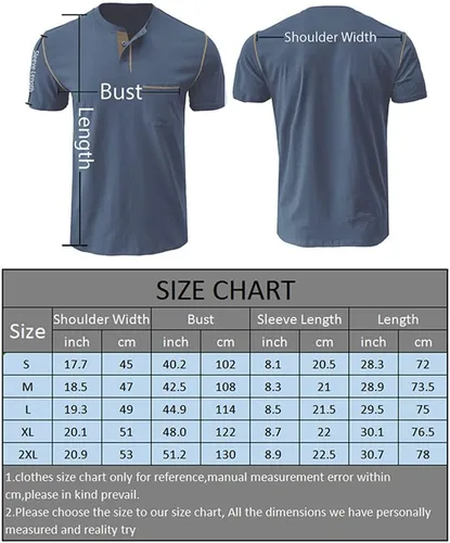 Vista 7 de Aulemen Camisas Henley de manga corta para hombre, estilo casual, ligeras, ajustadas, con botones, básicas, con bolsillo
