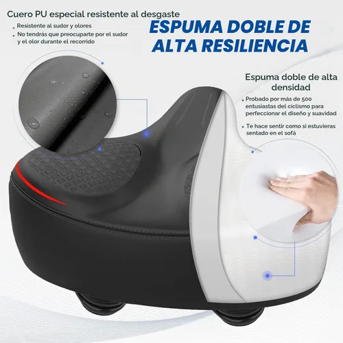 Vista 2 de Asiento de bicicleta de gran tamaño, cómodo sillín de bicicleta, diseño de ranura media, espuma viscoelástica de 2.95 pulgadas de grosor, ajuste Rojo