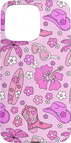 Vista 30 de iPhone 16 Coastal Cowgirl Estética Rosa Cowgirl Hat Cowboy Boots Boho Case