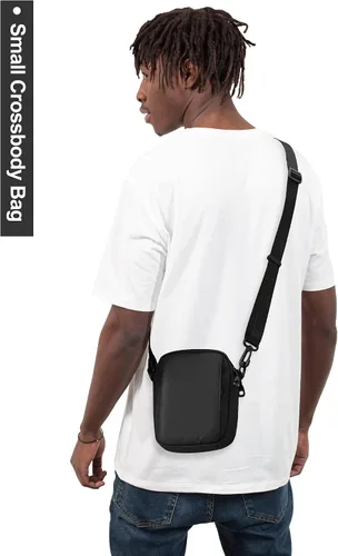 Vista 3 de WEPLAN Bolso cruzado para hombre, mini bolso de hombre, bolso de hombro de mensajero de viaje para hombre, bolsas laterales pequeñas para hombre