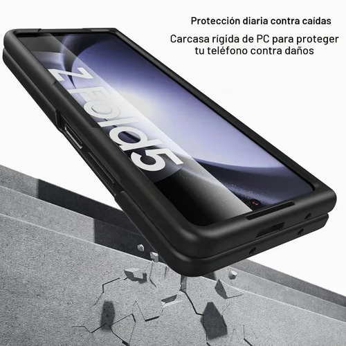 Vista 8 de Foluu Funda Slim Fit para Samsung Galaxy Z Fold 5, con protector de pantalla frontal integrado, cubierta protectora de PC mate ultradelgada