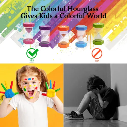 Vista 2 de Temporizador de arena de 10 minutos, temporizador de reloj de arena, reloj de arena para niños, reloj de arena colorido, temporizador de vidrio