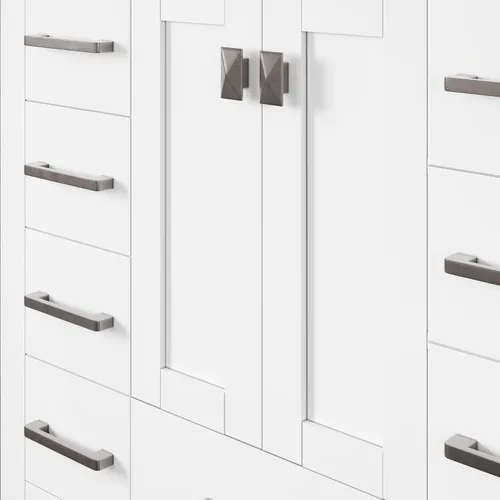 Vista 7 de Eviva Combo de tocador y lavabo de baño con acabado blanco de 36 pulgadas, tocadores de baño blancos de madera maciza de 36 pulgadas con parte